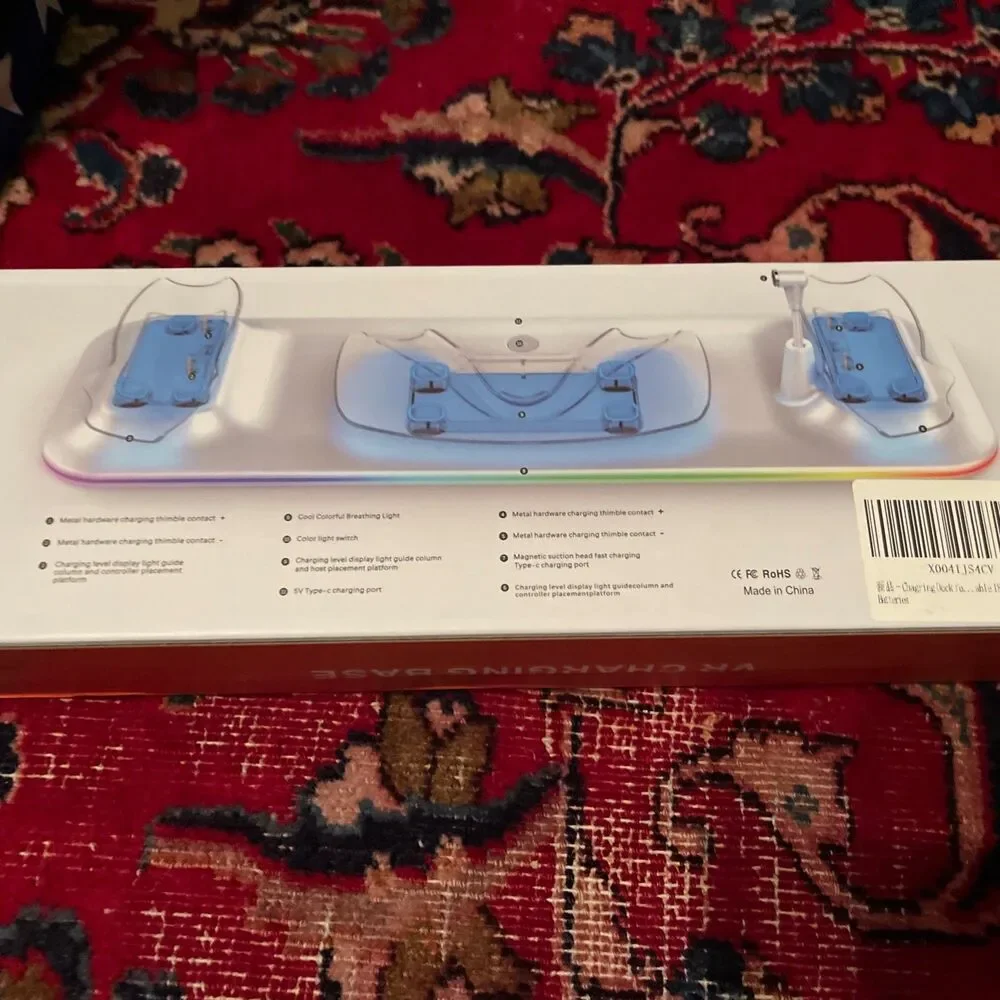 VR Charging Base Dock for Meta Quest 3S – RGB LED – Fast Charge – New